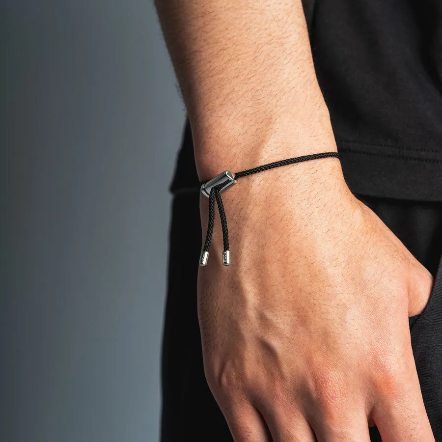 Silver & Black Drawstring Bracelet