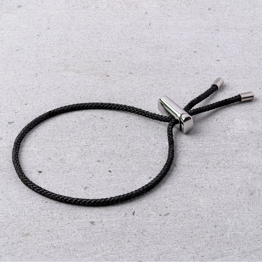 Silver & Black Drawstring Bracelet