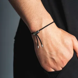 Silver & Black Drawstring Bracelet
