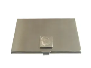 Silver Toned Etched Eagle Bird Head Business Card Holder