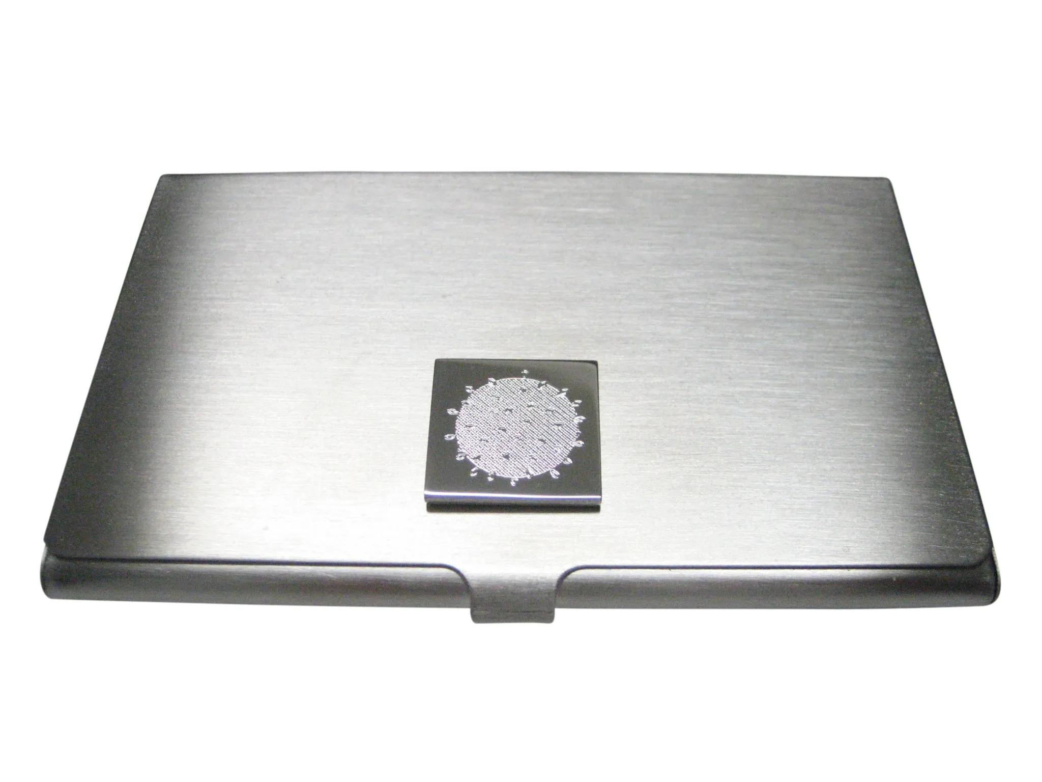 Silver Toned Etched Enveloped Virus Business Card Holder