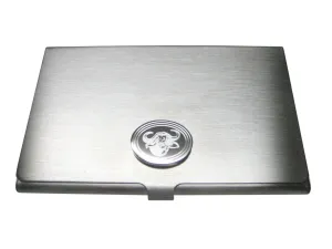 Silver Toned Etched Oval African Buffalo Head Business Card Holder