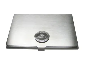 Silver Toned Etched Oval Boat Business Card Holder