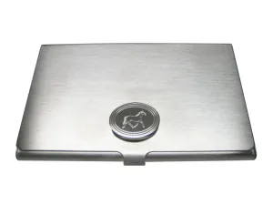 Silver Toned Etched Oval Full Horse Business Card Holder