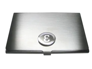 Silver Toned Etched Oval Greek Letter Epsilon Business Card Holder