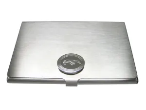 Silver Toned Etched Oval Komodo Dragon Business Card Holder