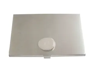 Silver Toned Etched Oval Letter C Monogram Business Card Holder