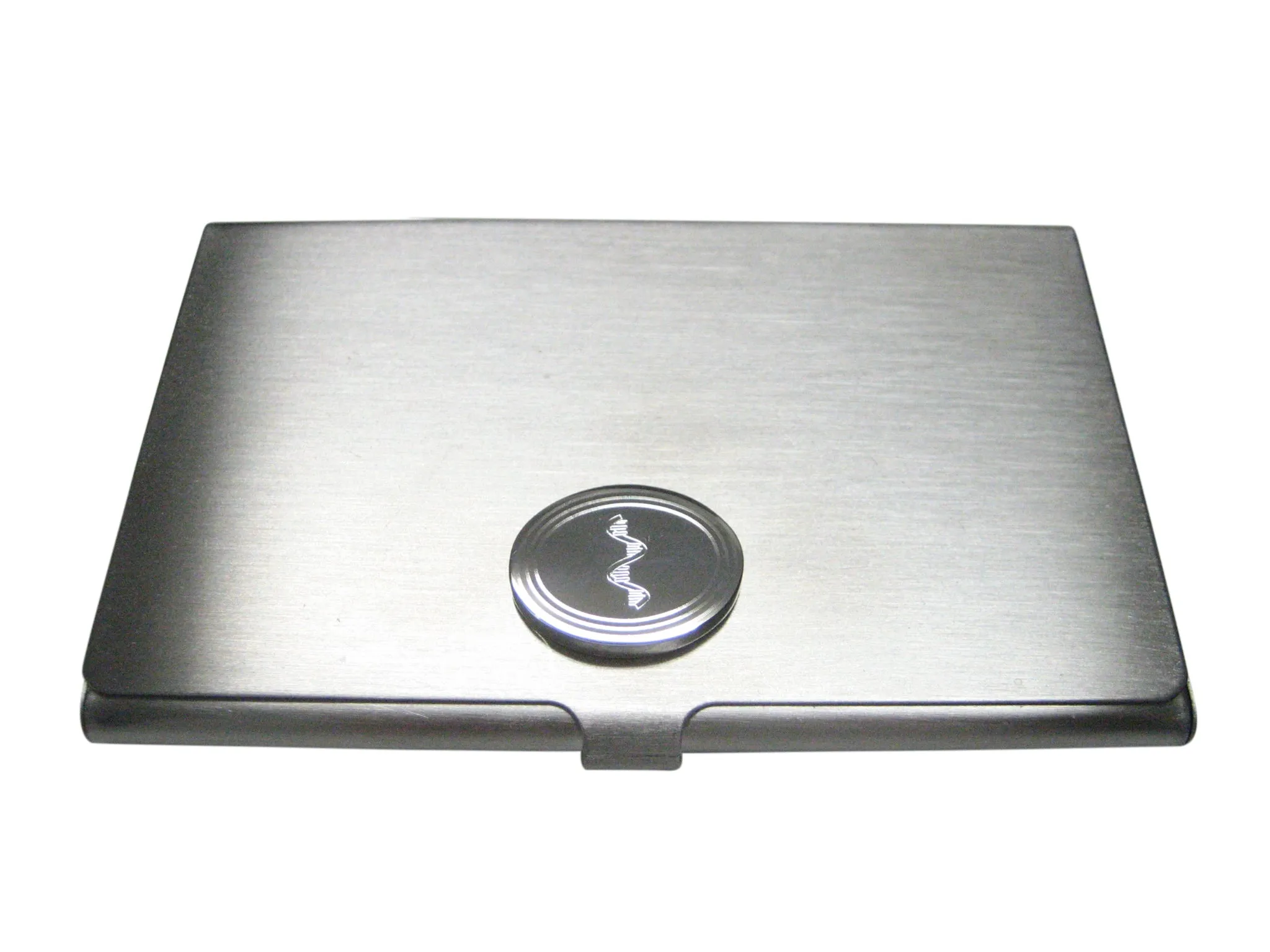 Silver Toned Etched Oval RNA Ribonucleic Acid Molecule Business Card Holder