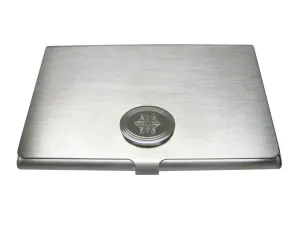 Silver Toned Etched Oval Snowflake Business Card Holder