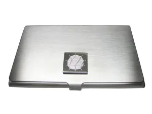 Silver Toned Etched Polyhedral Virus Business Card Holder