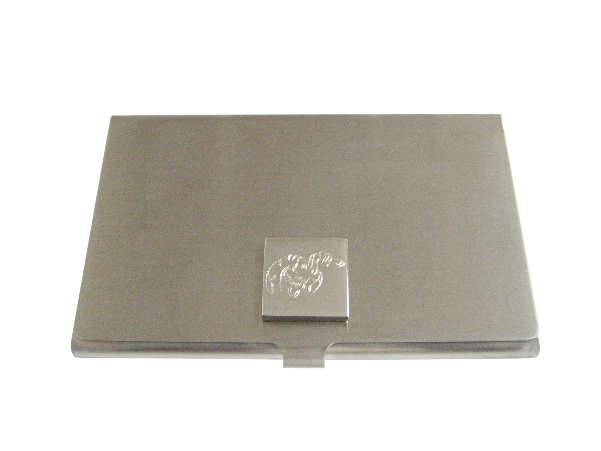 Silver Toned Etched Snake Business Card Holder