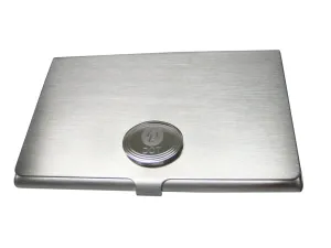 Silver Toned Oval Etched Polkadot Coin Cryptocurrency Blockchain Business Card Holder