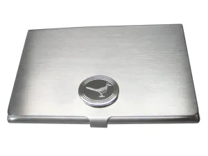 Silver Toned Oval Etched Roadrunner Bird Business Card Holder