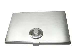 Silver Toned Oval Etched Tether Coin Cryptocurrency Blockchain Business Card Holder