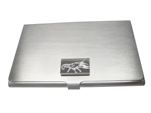 Silver Toned Rectangular Etched Crayfish Crawfish Crawdad Business Card Holder