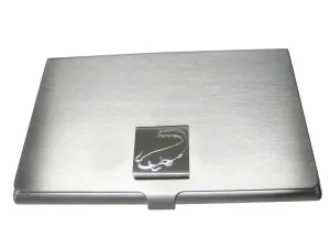 Silver Toned Square Etched Catfish Business Card Holder