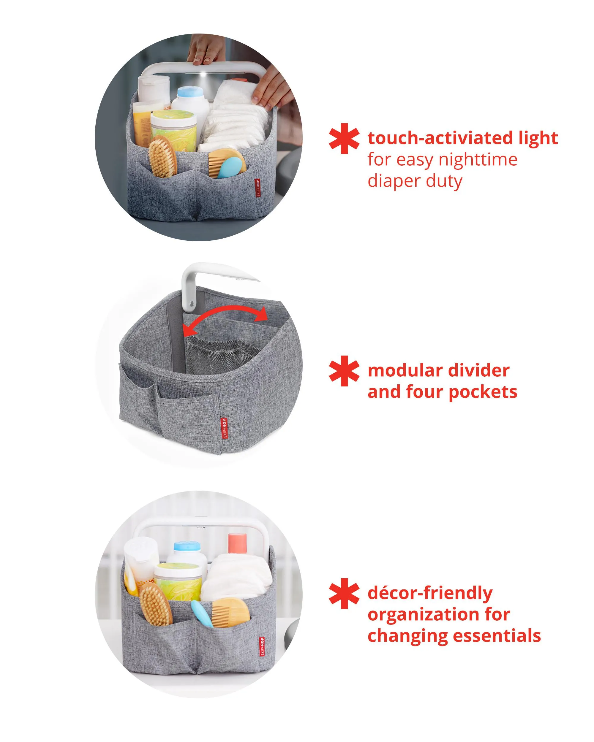 Skip Hop Nursery Style Light Up Diaper Caddy - Oat