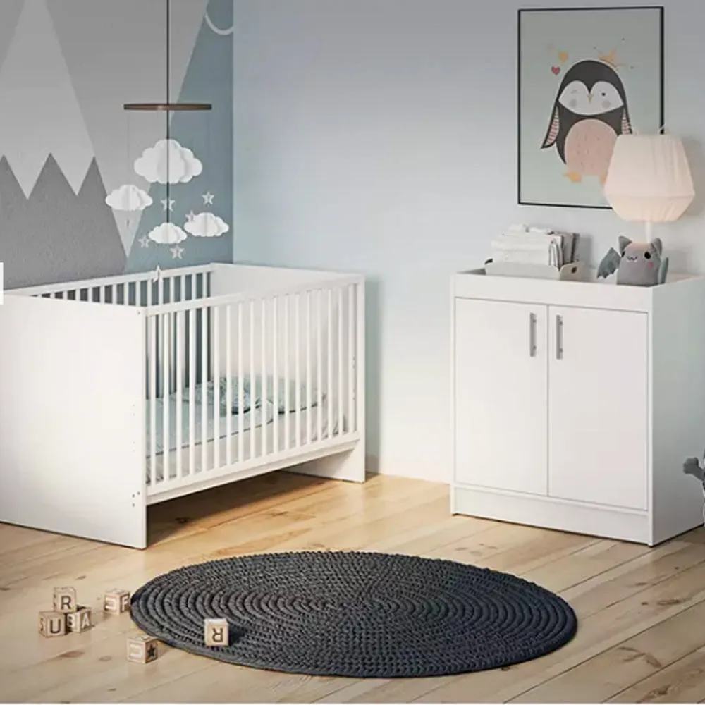 Sleek & Slim Scratch-Resistant Baby Changing Unit cum Dresser | Cupboards with Large Shelves | White