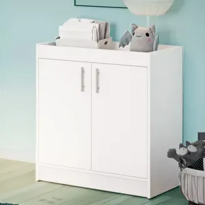Sleek & Slim Scratch-Resistant Baby Changing Unit cum Dresser | Cupboards with Large Shelves | White