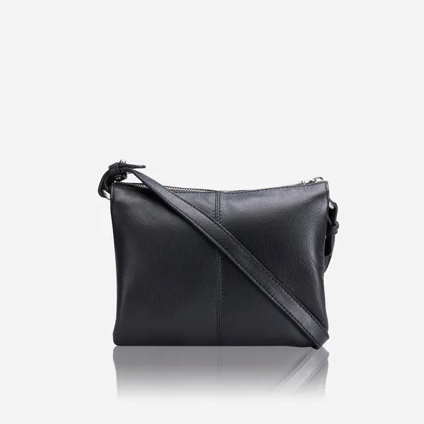 SLIM LADIES LEATHER CROSSBODY, BLACK