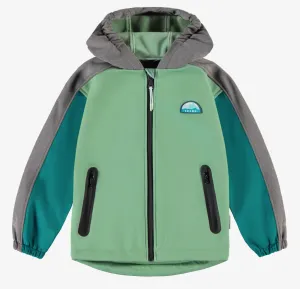 Souris Mini Green, Turquoise and Grey Colorblock Soft Shell Jacket