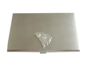 South Carolina State Map Shape and Flag Design Business Card Holder