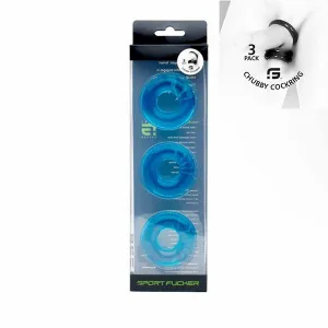 Sport Fucker - Chubby Rubber - Cockringen - 3 stuks - IJsblauw