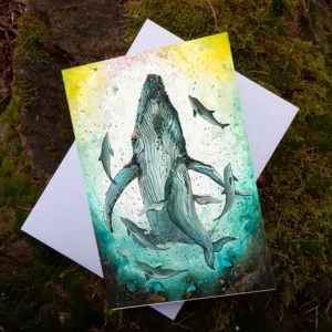 Spring Tide Creations - Humpback Whales And Dolphins Artwork Card