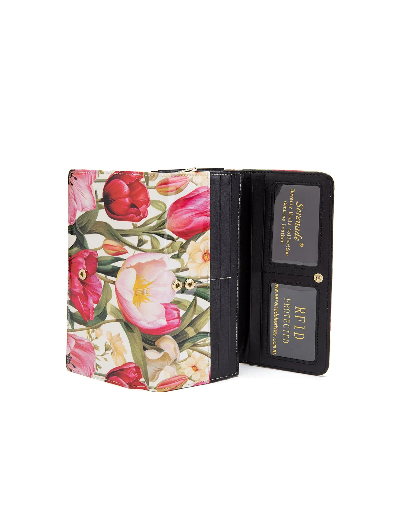 SPRING TULIP LARGE LEATHER RFID WALLET- WSF2101