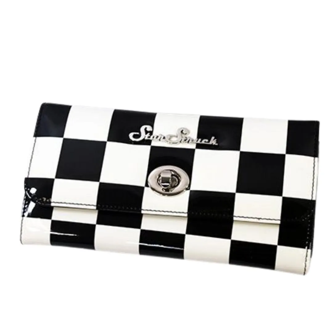 Star Struck Clothing Tri-Fold Wallet in Black Checkerboard