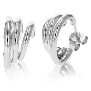 Sterling Silver Tri-Huggie Earrings (1/2 Inch)