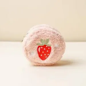 Strawberry Circle Teddy Pouch