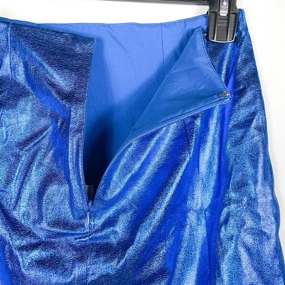 Superdown Charmaine Wrap Mini Skirt Cobalt Blue Metallic Sz S