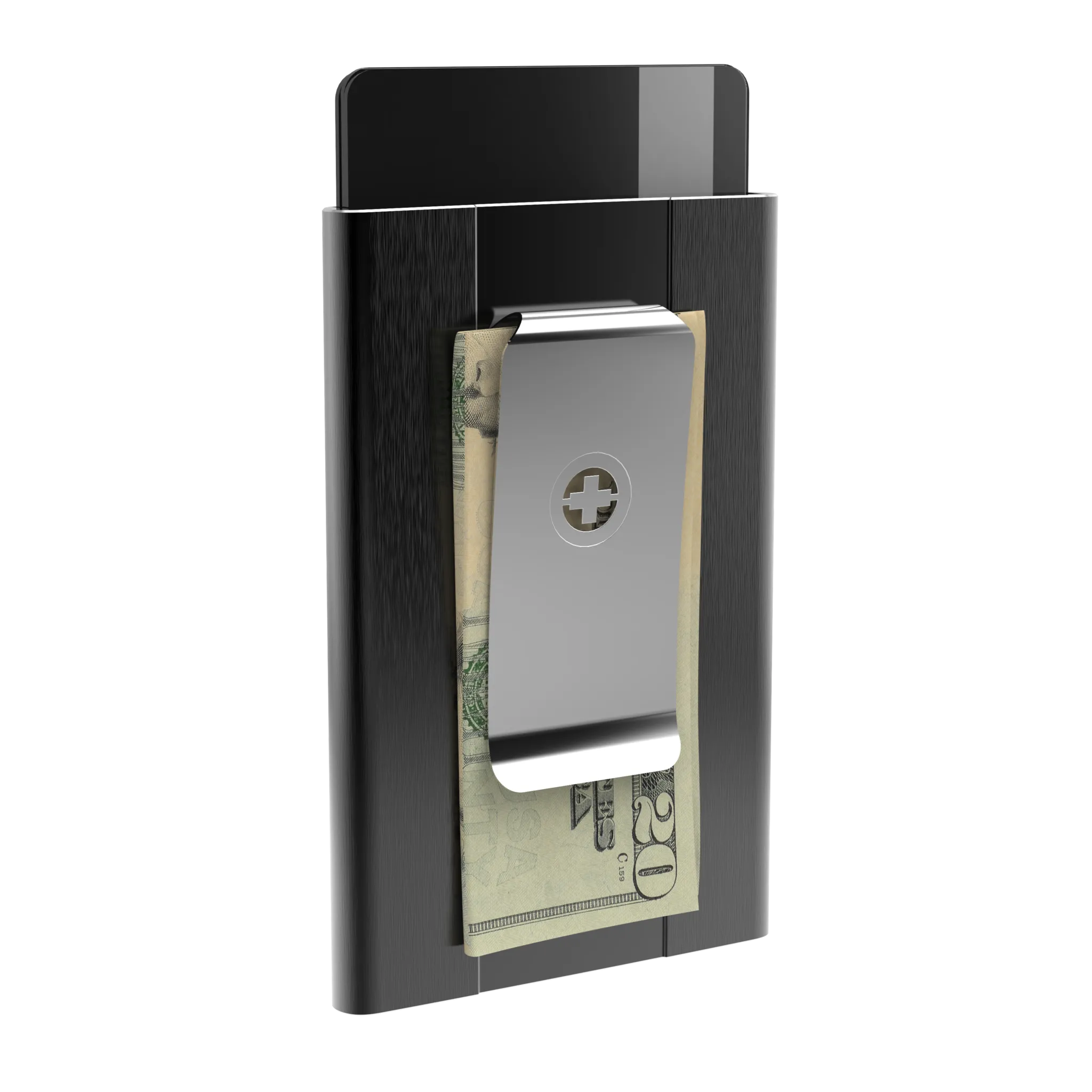 SWISS WALLET ICE, Cardholder Money-clip, brushed black
