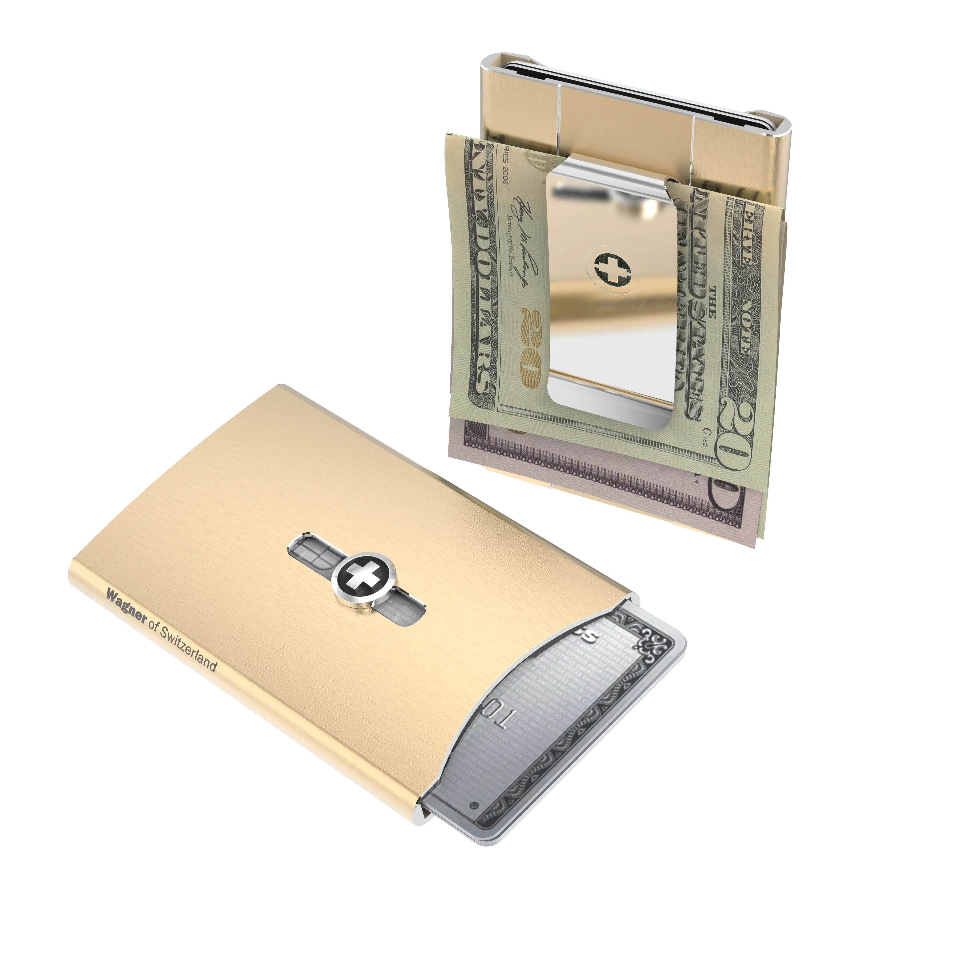 SWISS WALLET ICE, Cardholder Money-clip, brushed black