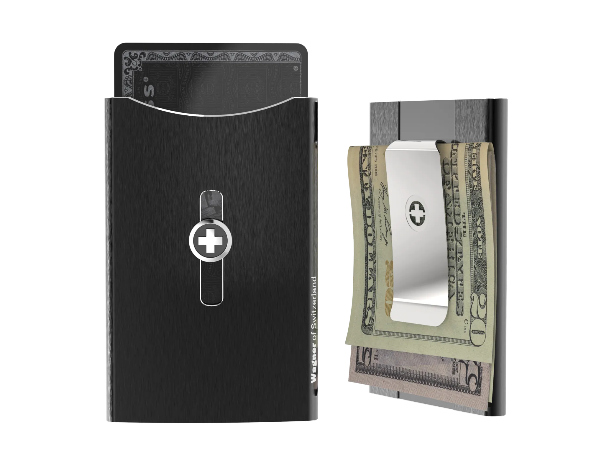 SWISS WALLET ICE, Cardholder Money-clip, brushed black