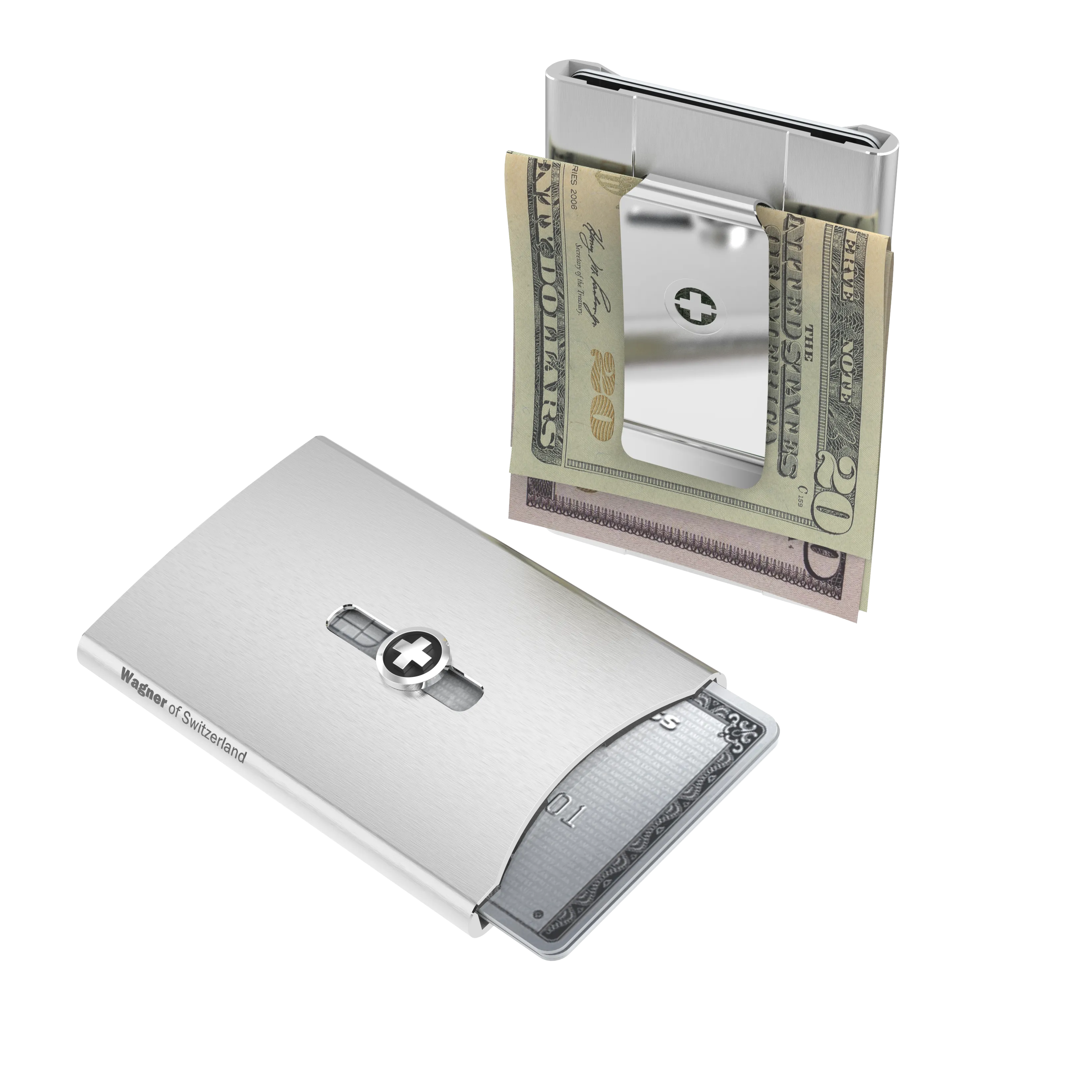 SWISS WALLET ICE, Cardholder Money-clip, brushed black