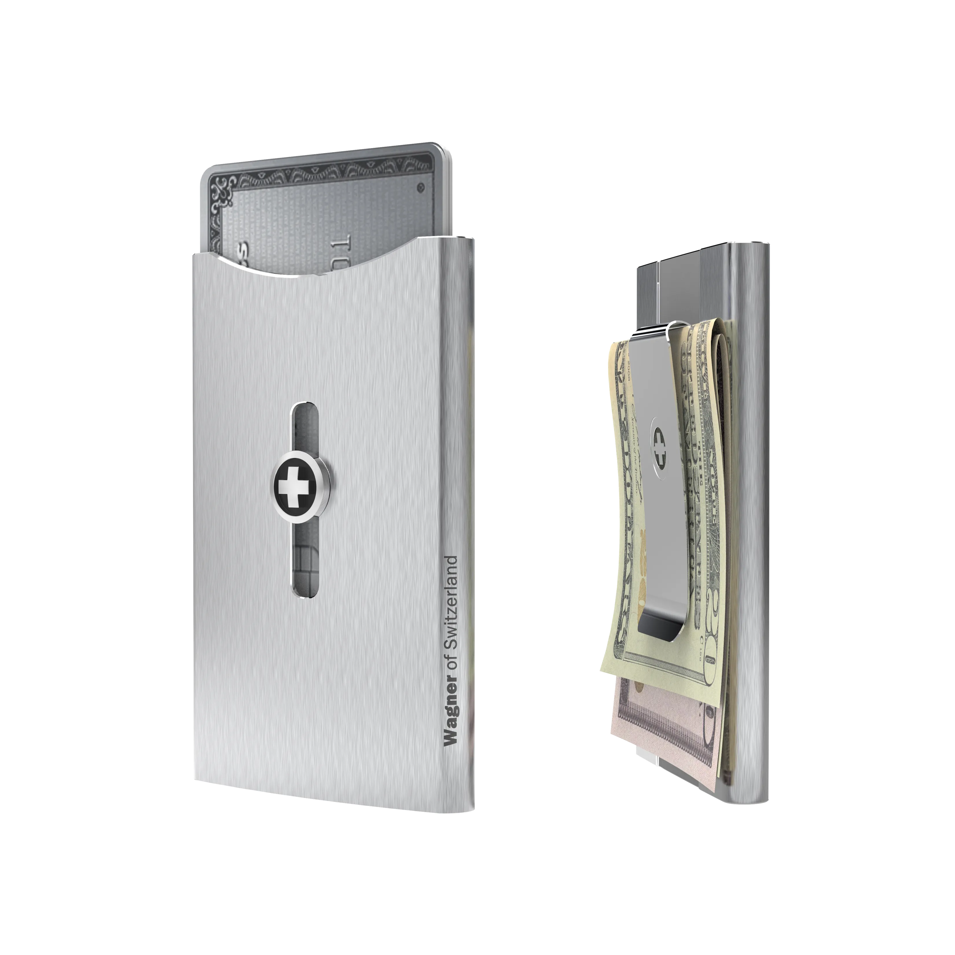 SWISS WALLET ICE, Cardholder Money-clip, brushed black