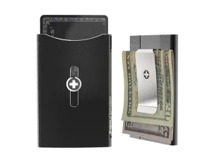SWISS WALLET ICE, Cardholder Money-clip, brushed black