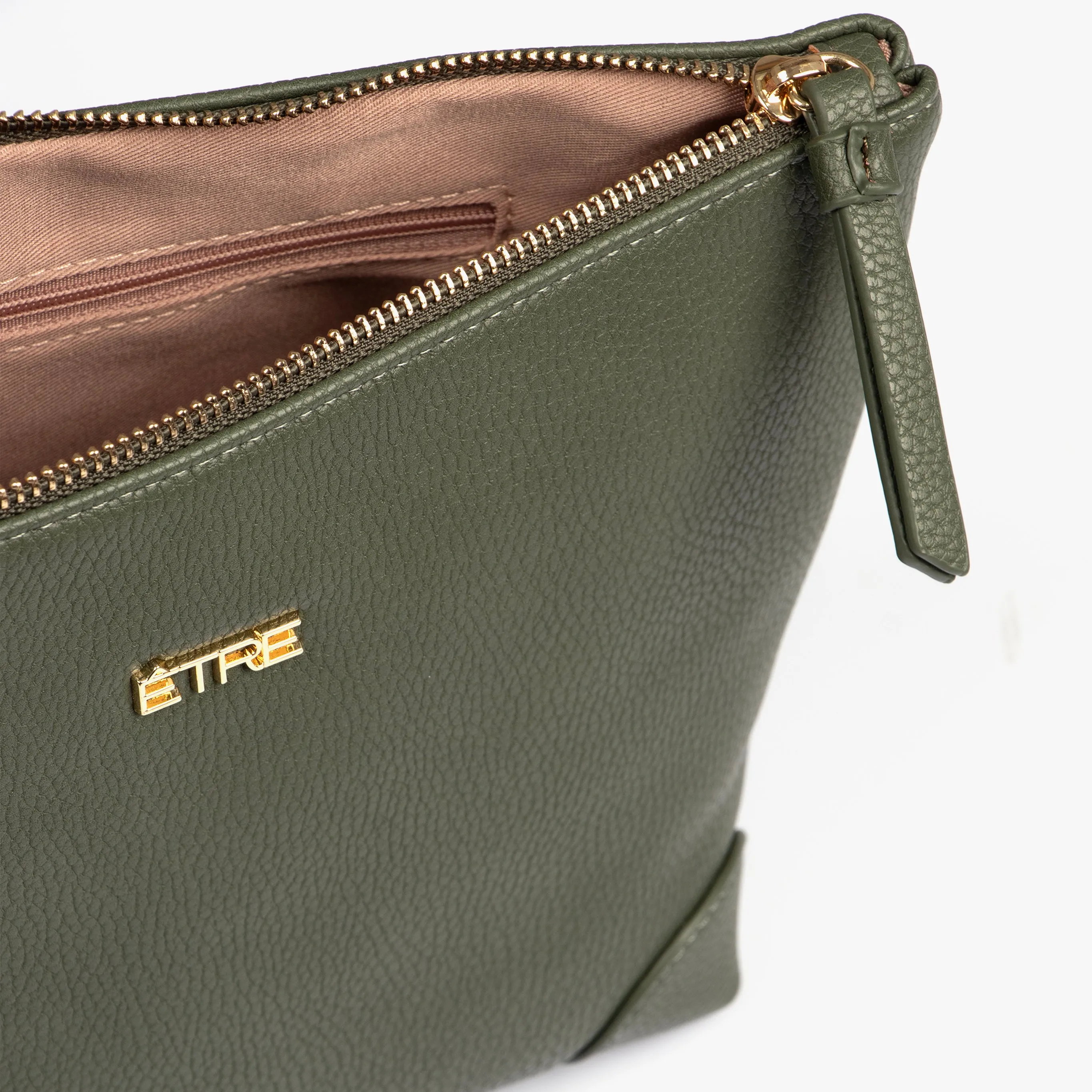 Sylvie Vanity Bag - Khaki , Pebbled Faux Leather