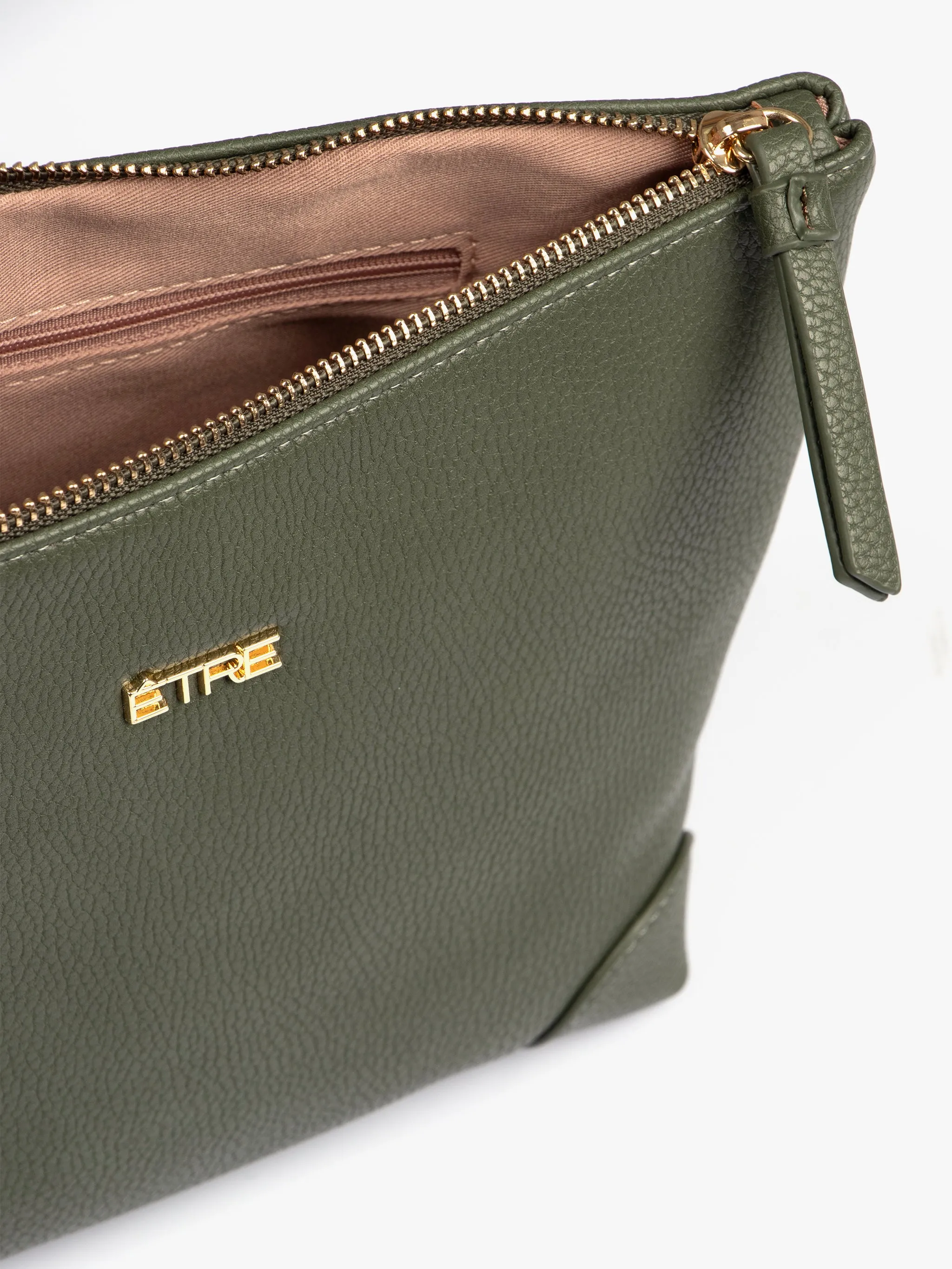 Sylvie Vanity Bag - Khaki , Pebbled Faux Leather