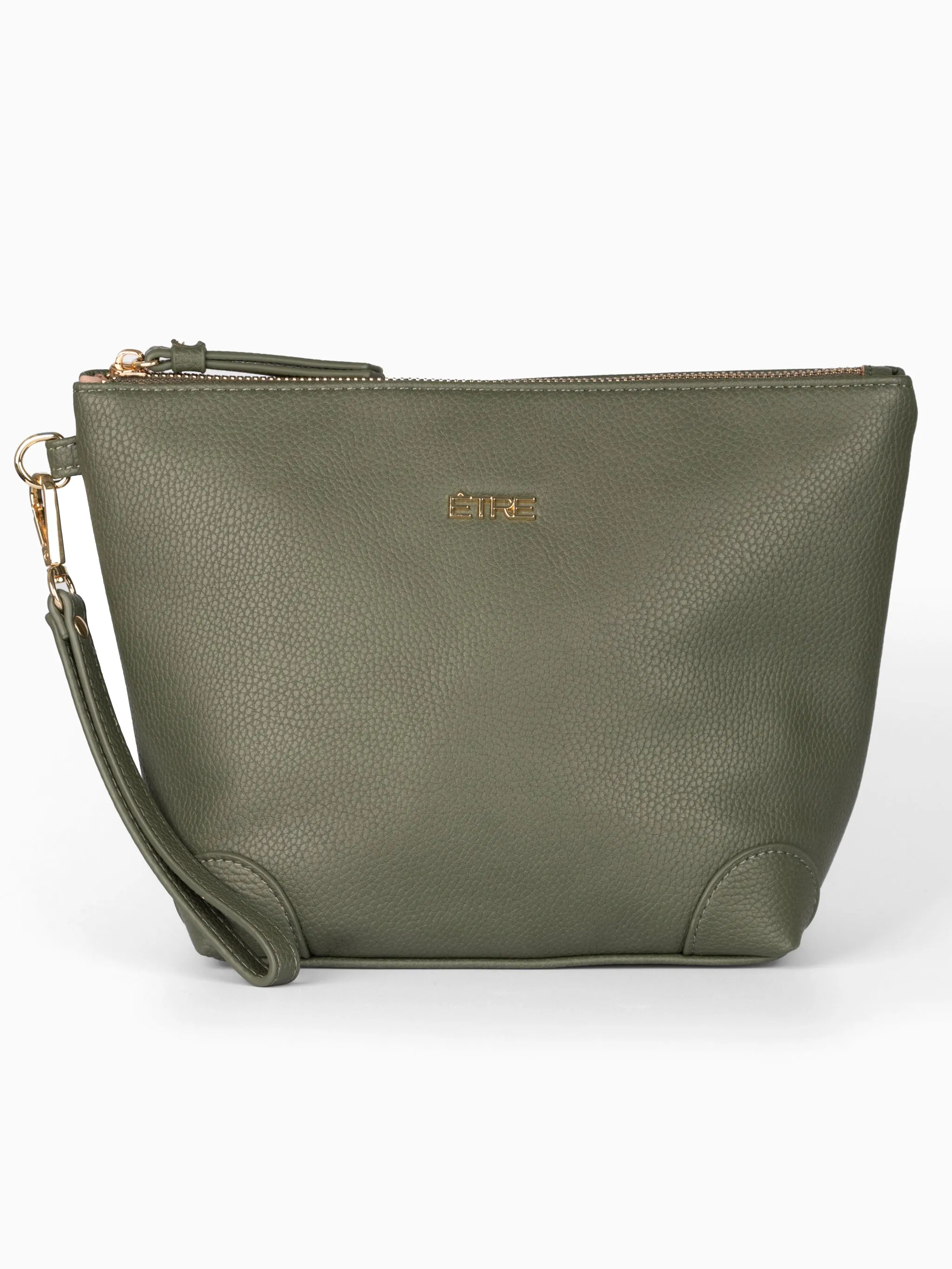Sylvie Vanity Bag - Khaki , Pebbled Faux Leather