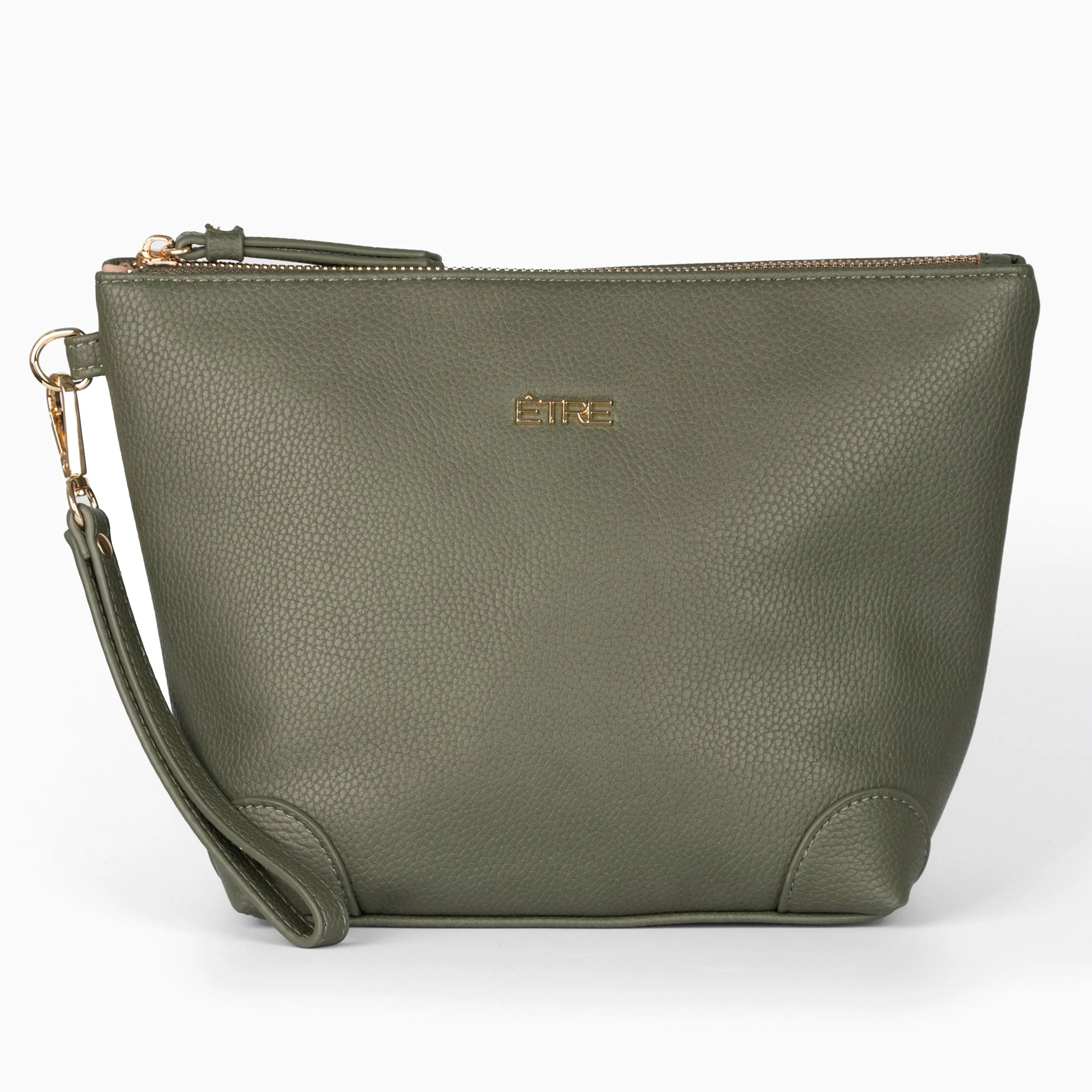 Sylvie Vanity Bag - Khaki , Pebbled Faux Leather