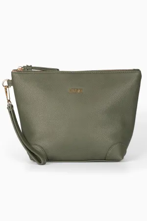 Sylvie Vanity Bag - Khaki , Pebbled Faux Leather