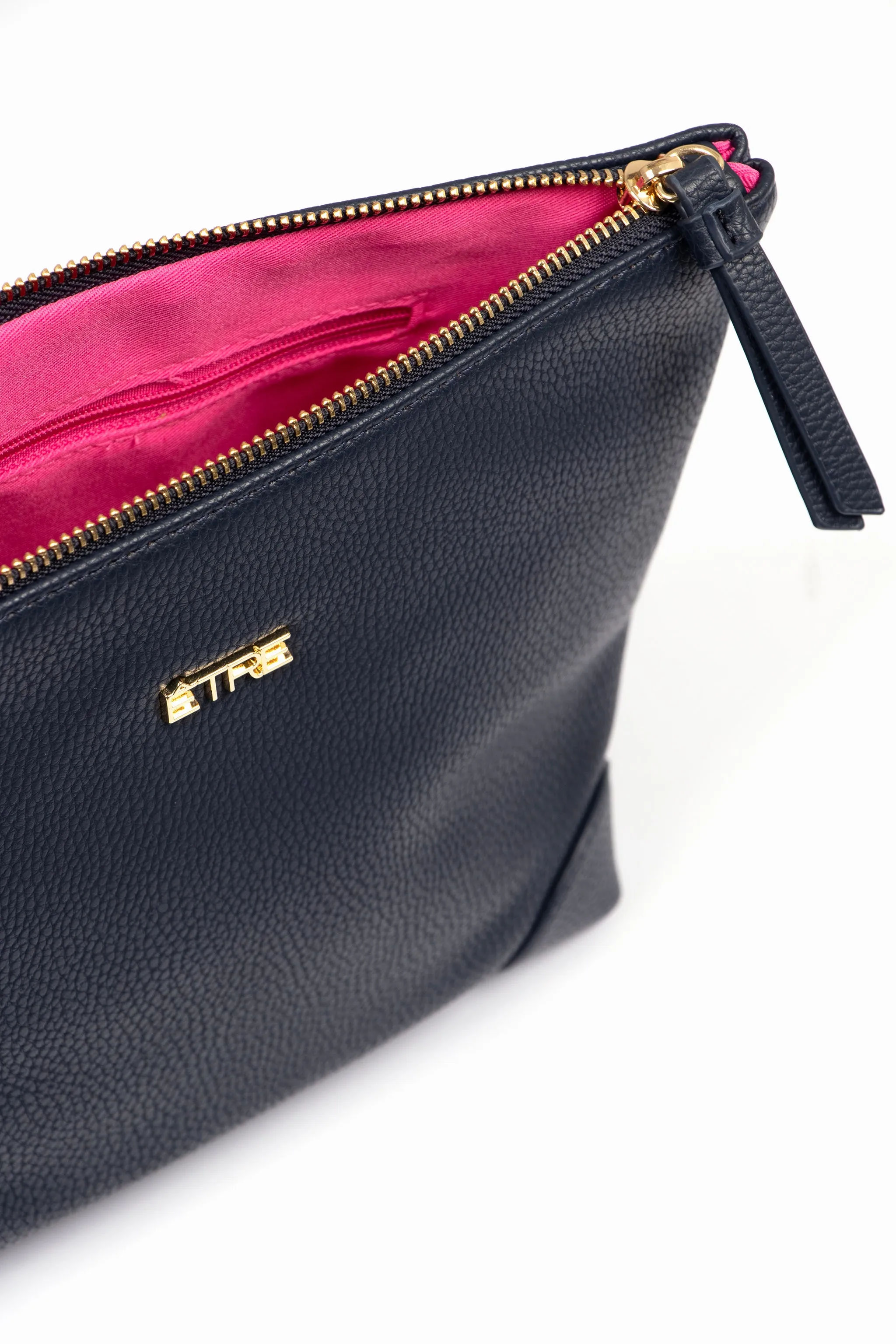 Sylvie Vanity Bag - Navy Blue, Pebbled Faux Leather