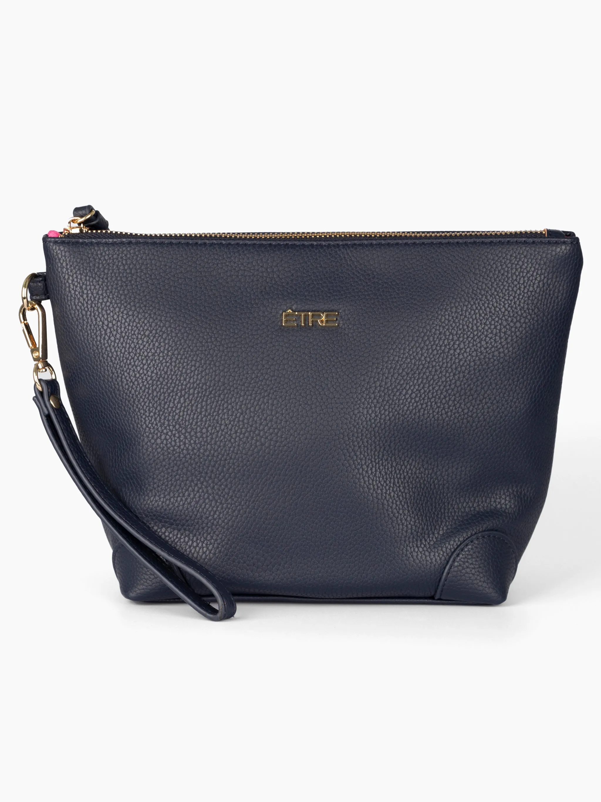Sylvie Vanity Bag - Navy Blue, Pebbled Faux Leather