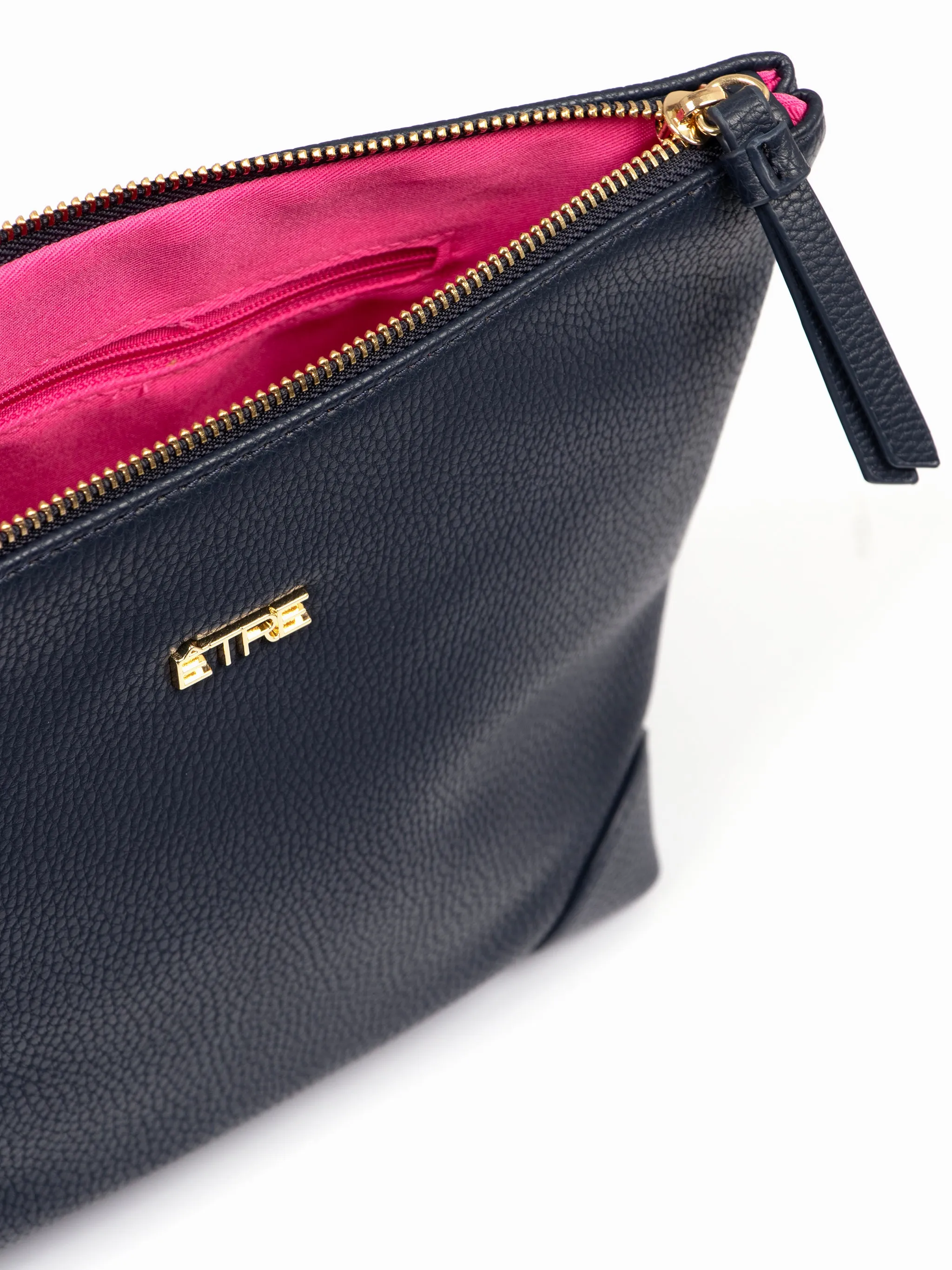 Sylvie Vanity Bag - Navy Blue, Pebbled Faux Leather