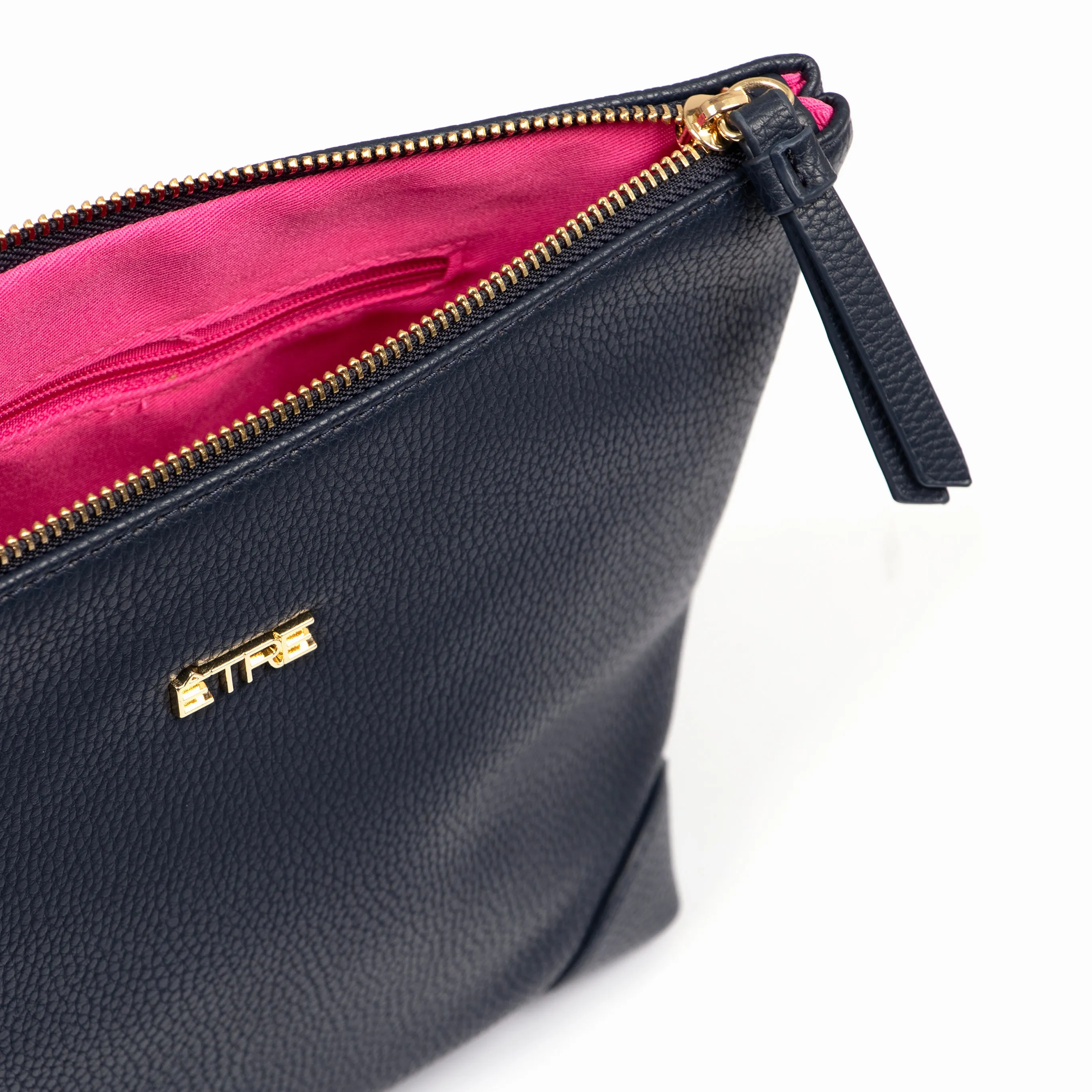 Sylvie Vanity Bag - Navy Blue, Pebbled Faux Leather