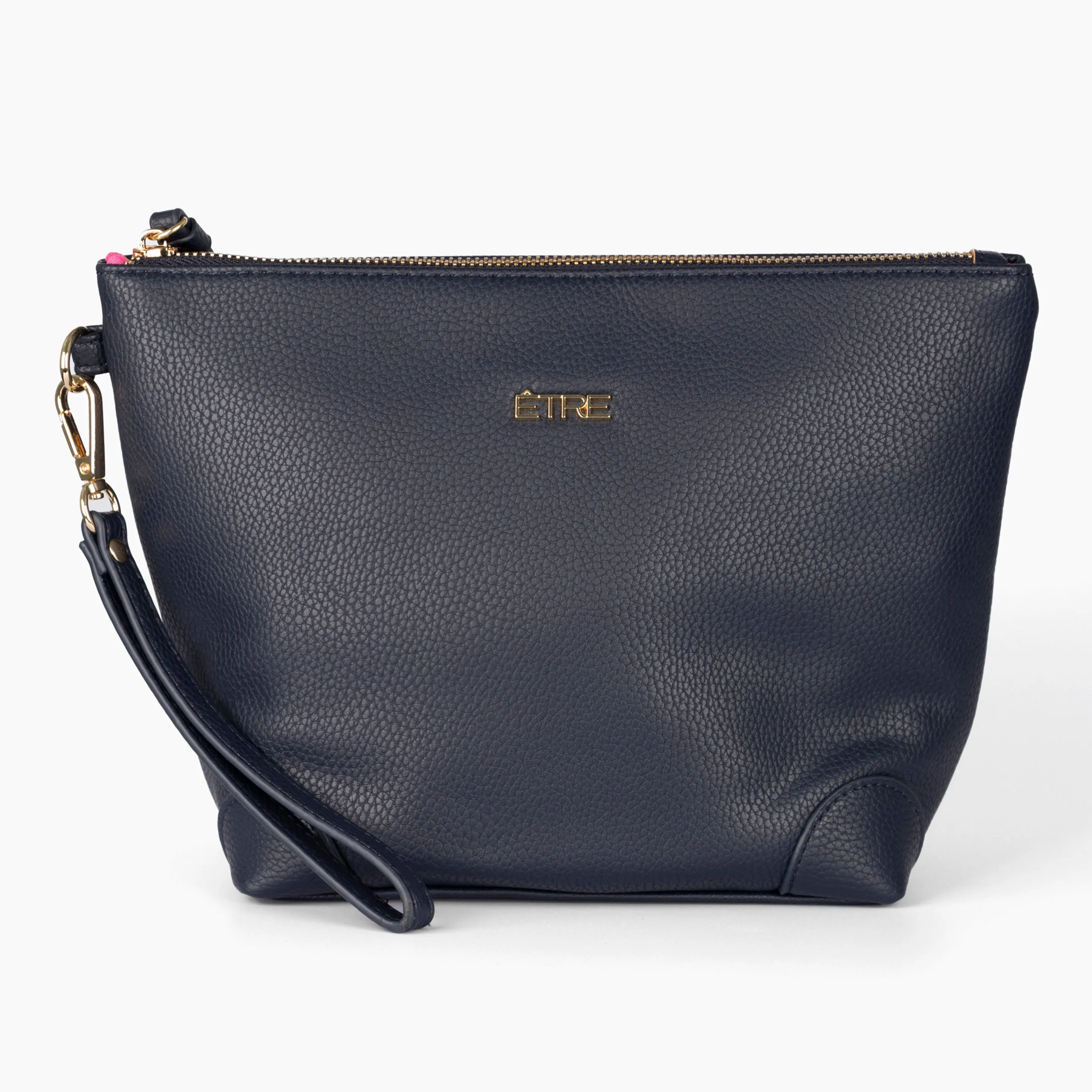 Sylvie Vanity Bag - Navy Blue, Pebbled Faux Leather