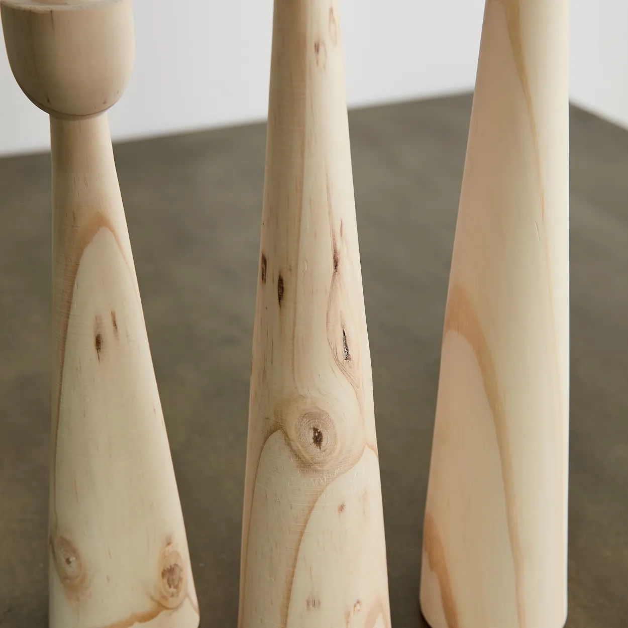 Tapered Candlestick Holder Pine Wood Cognac, Espresso, Natural